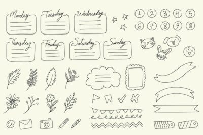 Free Vector | Hand drawn bullet journal elements collection