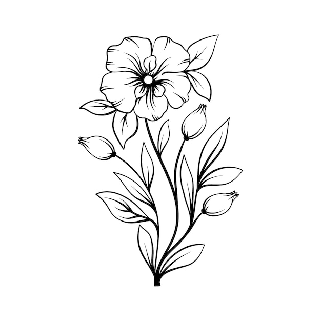 Free Vector | Hand drawn flat design simple flower outline