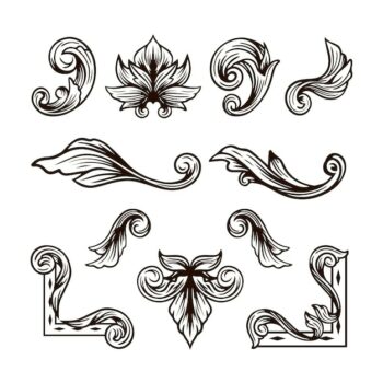 Free Vector | Hand drawn gothic frame and borders ornament collection