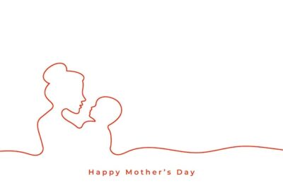 Free Vector | Line style mothers day minimal simple background