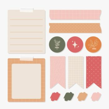 Free Vector | Lovely planner scrapbook elements collection