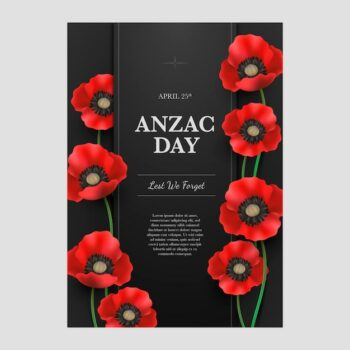 Free Vector | Realistic anzac day vertical poster template