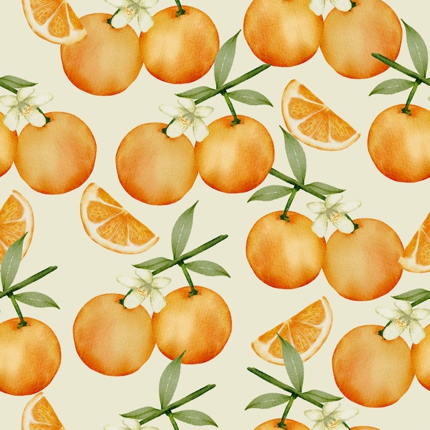 Free Vector | Seamless pattern of orange, full and cut into pieces