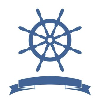 Free Vector | Ship wheel banner isolated on white background. vector illustration