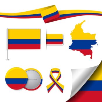 Free Vector | Stationery elements collection with the flag of colombia design