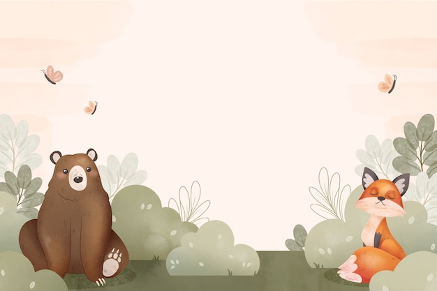 Free Vector | Watercolor forest animals illustration
