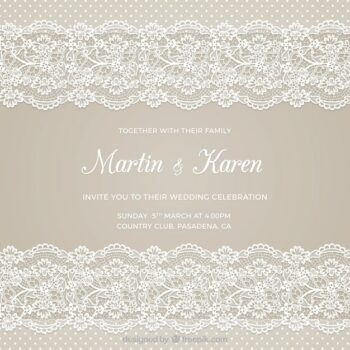 Free Vector | Wedding card with embroidery