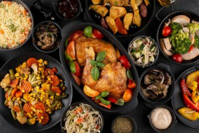 Free Photo | Top view table full of delicious food composition