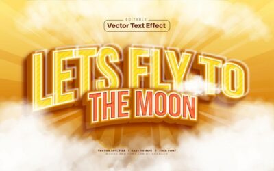 Free Vector | 3d fly to the moon vector text effect