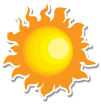 Free Vector | A sticker template with the sun in cartoon style isolated