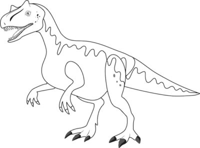 Free Vector | Allosaurus dinosaur doodle outline on white background