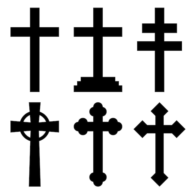 Free Vector | Christian crosses glyph style collection