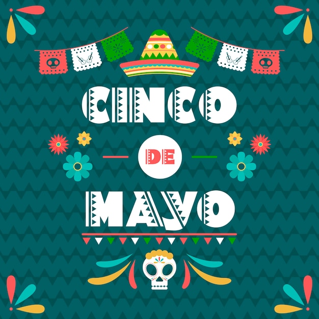 Free Vector | Cinco de mayo with mexican flag and skull