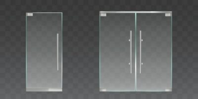 Free Vector | Clear glass doors set
