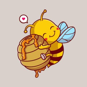 Free Vector | Cute honey bee hug honeycomb cartoon vector icon illustration. animal nature icon concept isolated
