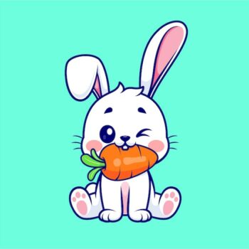 Free Vector | Cute rabbit bite carrot cartoon vector icon illustration. animal nature icon concept isolated flat
