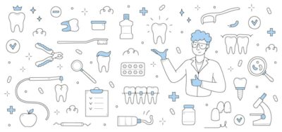 Free Vector | Dentistry stomatology medicine doodle web banner