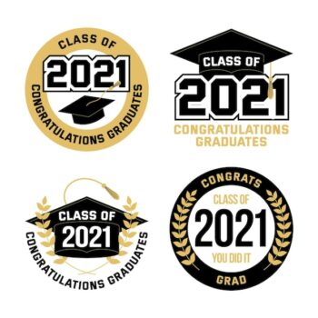 Free Vector | Flat class of 2021 label collection