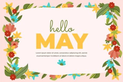 Free Vector | Flat hello may horizontal banner or background