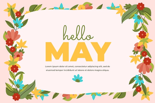 Free Vector | Flat hello may horizontal banner or background
