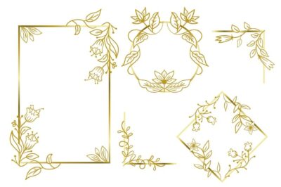 Free Vector | Golden polygonal frames with elegant flowers