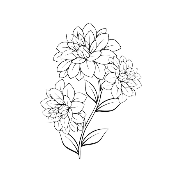 Free Vector | Hand drawn flat design simple flower outline