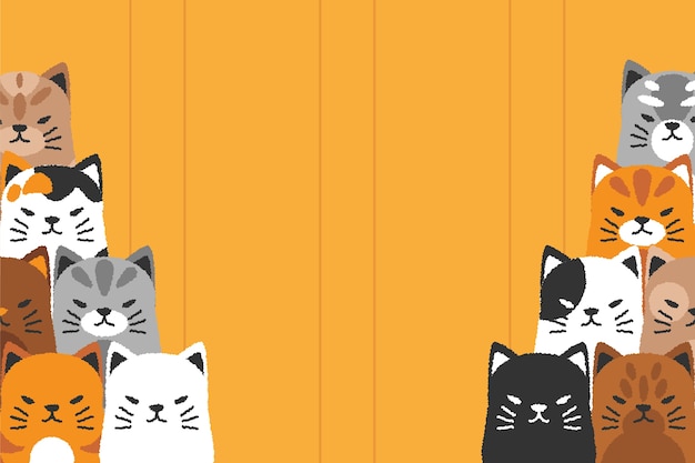 Free Vector | Hand drawn international cat day background with cats