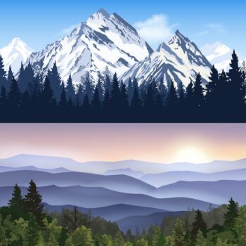 Free Vector | Landscape of mountains banners