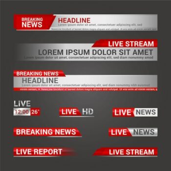 Free Vector | Live stream news banners template
