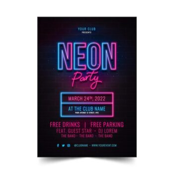 Free Vector | Neon party poster template