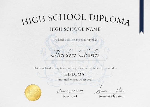 Free Vector | Paper texture certificate template with ornaments for high school