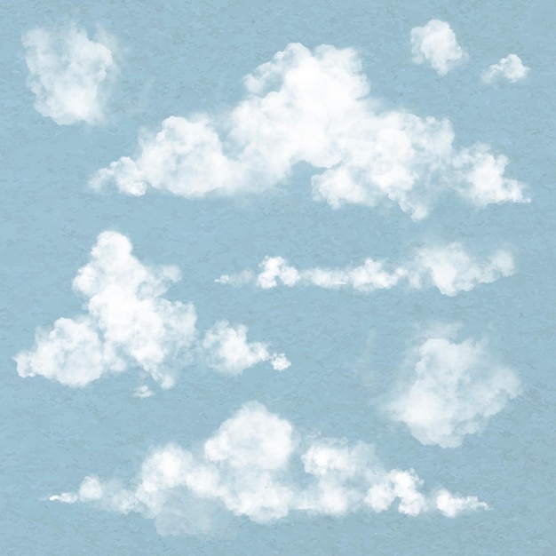 Free Vector | Realistic cloud element vector set in blue background