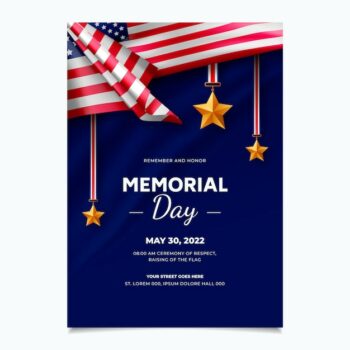 Free Vector | Realistic memorial day vertical flyer template
