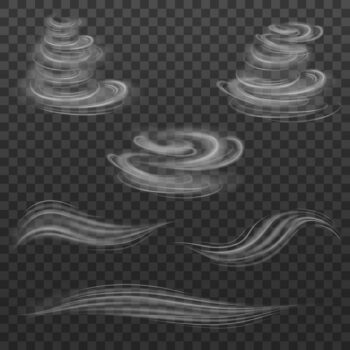 Free Vector | Realistic wind swirls vector with white color set