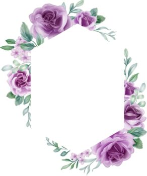 Free Vector | Rose purple watercolor flower frame lilac flower elements botanical background or wallpaper design prints and invitations and postcardsprint