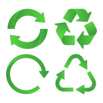 Free Vector | Set of four graidnet green recycling signs