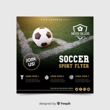Free Vector | Soccer sport flyer with photo