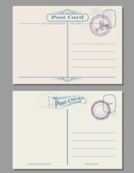 Free Vector | Travel vintage blank postcard with rubber stamps.