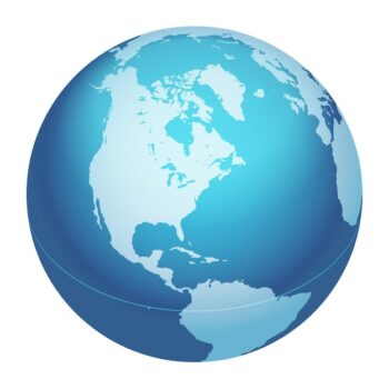 Free Vector | Vector world globe map. north america centered map. blue planet sphere icon.