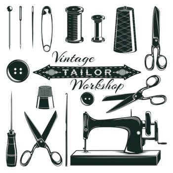 Free Vector | Vintage tailor elements set
