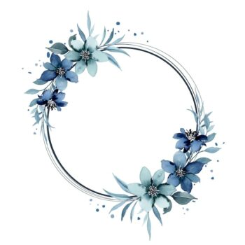 Free Vector | Watercolor blue floral frame with circles