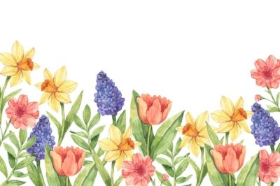 Free Vector | Watercolor spring background with flowers