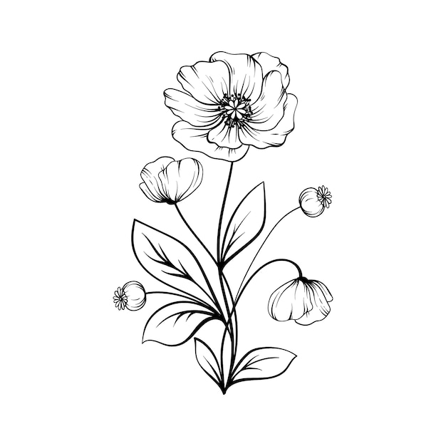 Free Vector | Hand drawn flat design simple flower outline