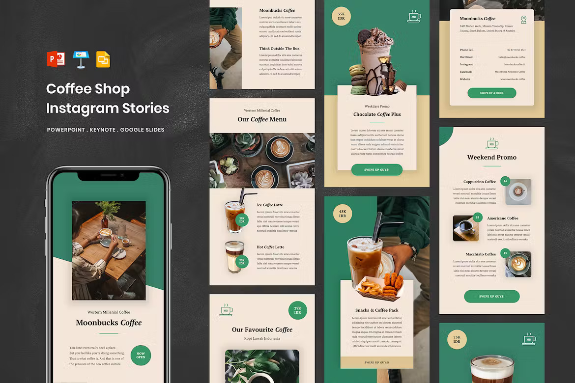 Coffee Shop Social Media Instagram Stories PPT Template Free Download