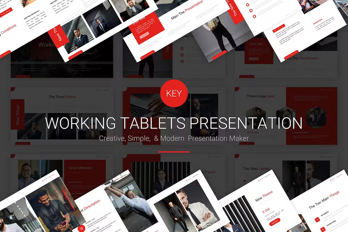 Working Tablets Keynote Template Template Free Download