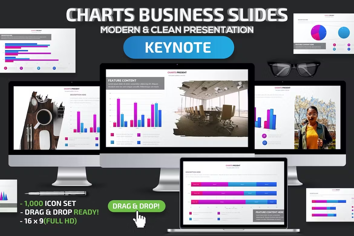 Charts Business Keynote Slides Template Free Download