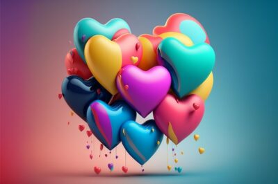 Free Photo | Colorful heart air balloon shape collection concept isolated on color background beautiful heart ball for event