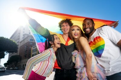 Free Photo | Young people celebrating pride month