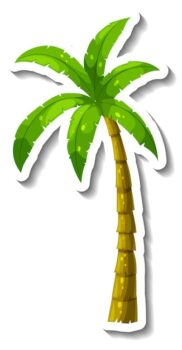 Free Vector | A sticker template with tropical palm tree isolated