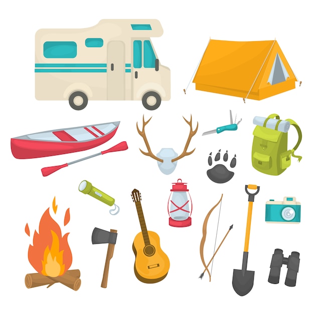 Free Vector | Camping decorative icons set